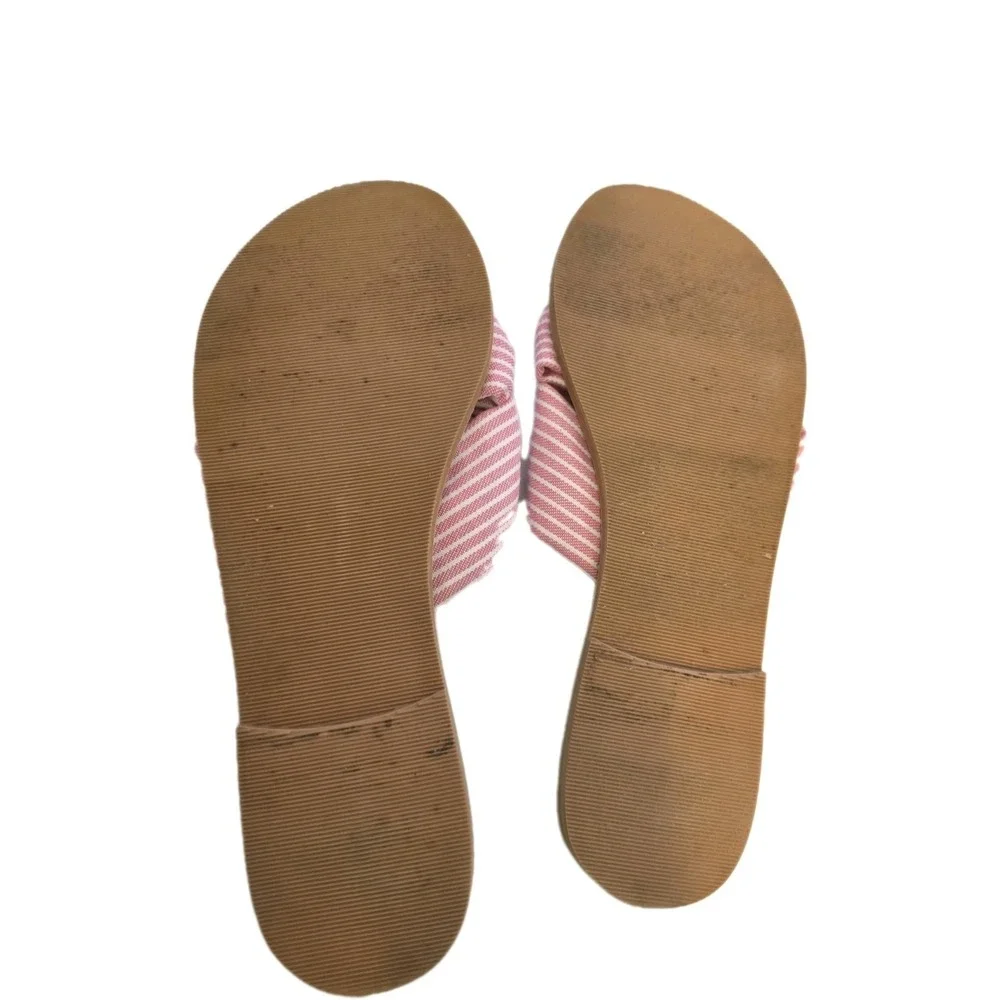 Abercrombie & Fitch Pink & White Striped‎ Knot Slide Sandals size 7